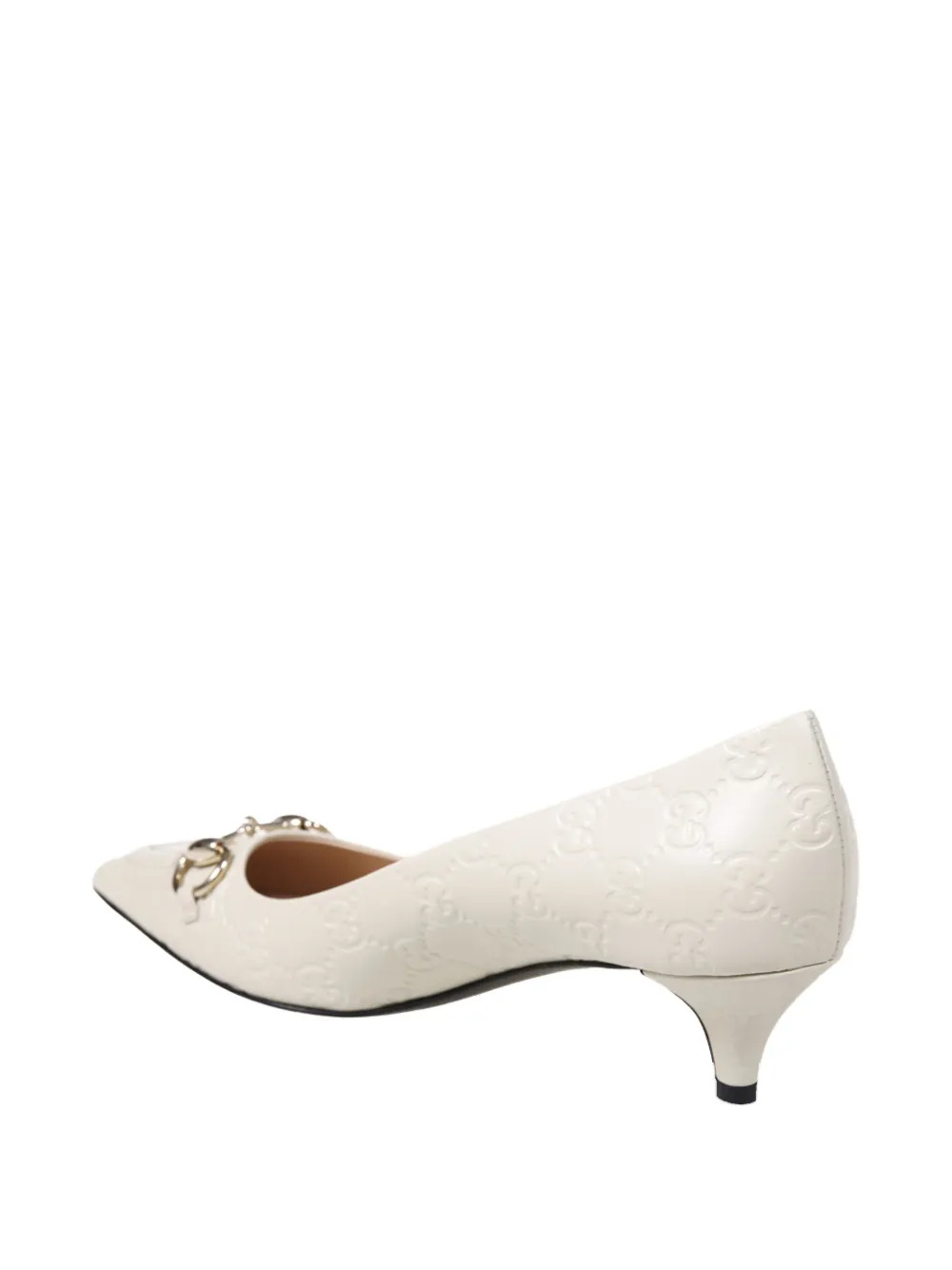 Gucci logo-embossed horsebit-detail pumps Beige
