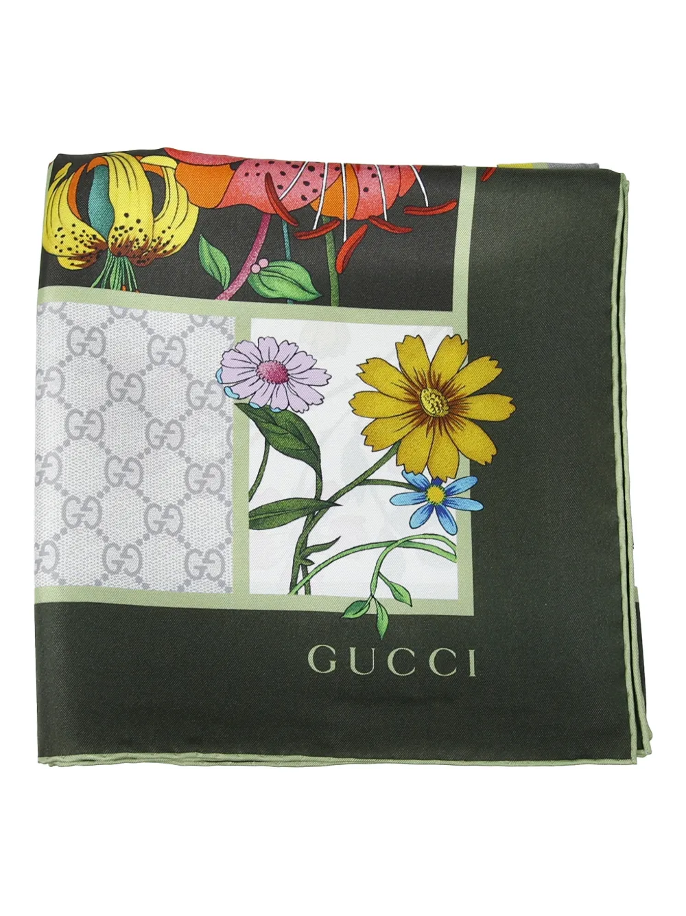 Gucci floral-print scarf - Grün