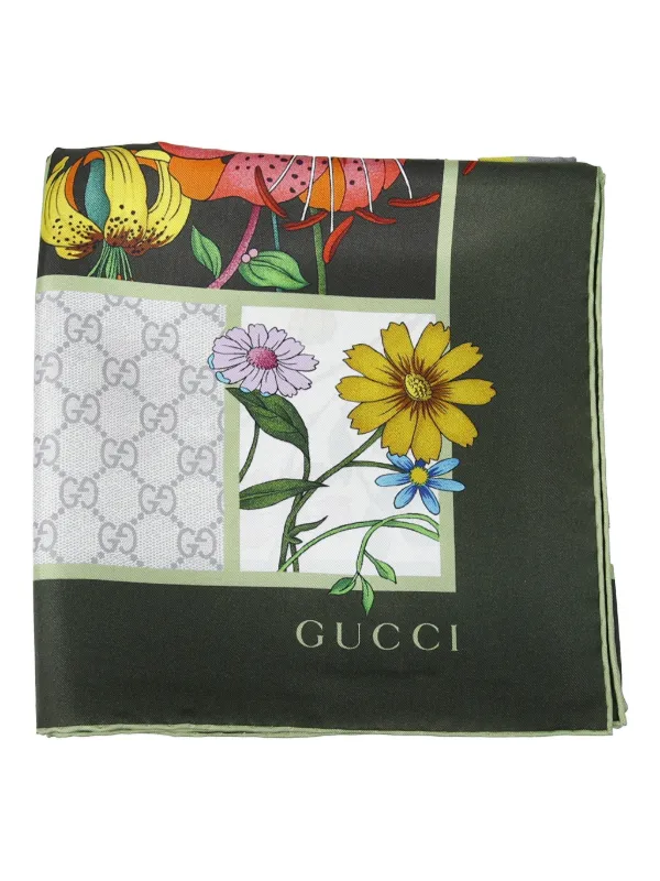 Gucci Printed Silk Twill Carré in Green
