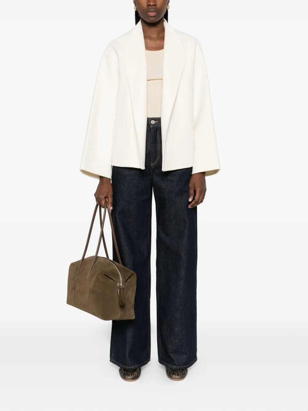  Soft Goat Open-front Jacket - Neutrals 