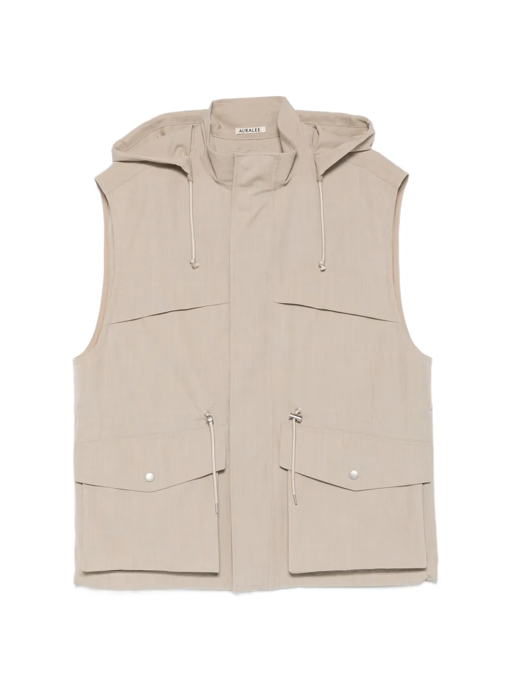 Auralee hooded pocket gilet - Toni neutri