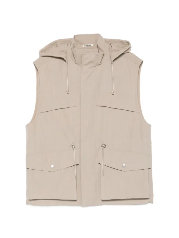 Auralee Hooded Pocket Gilet in Neutrals