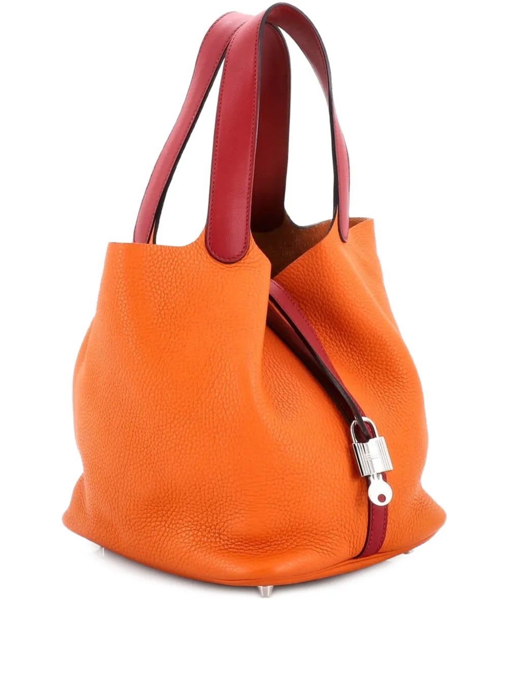 Hermès Pre-Owned Bicolor Picotin Lock Bag Clemence with Swift MM bucket bag - Arancione