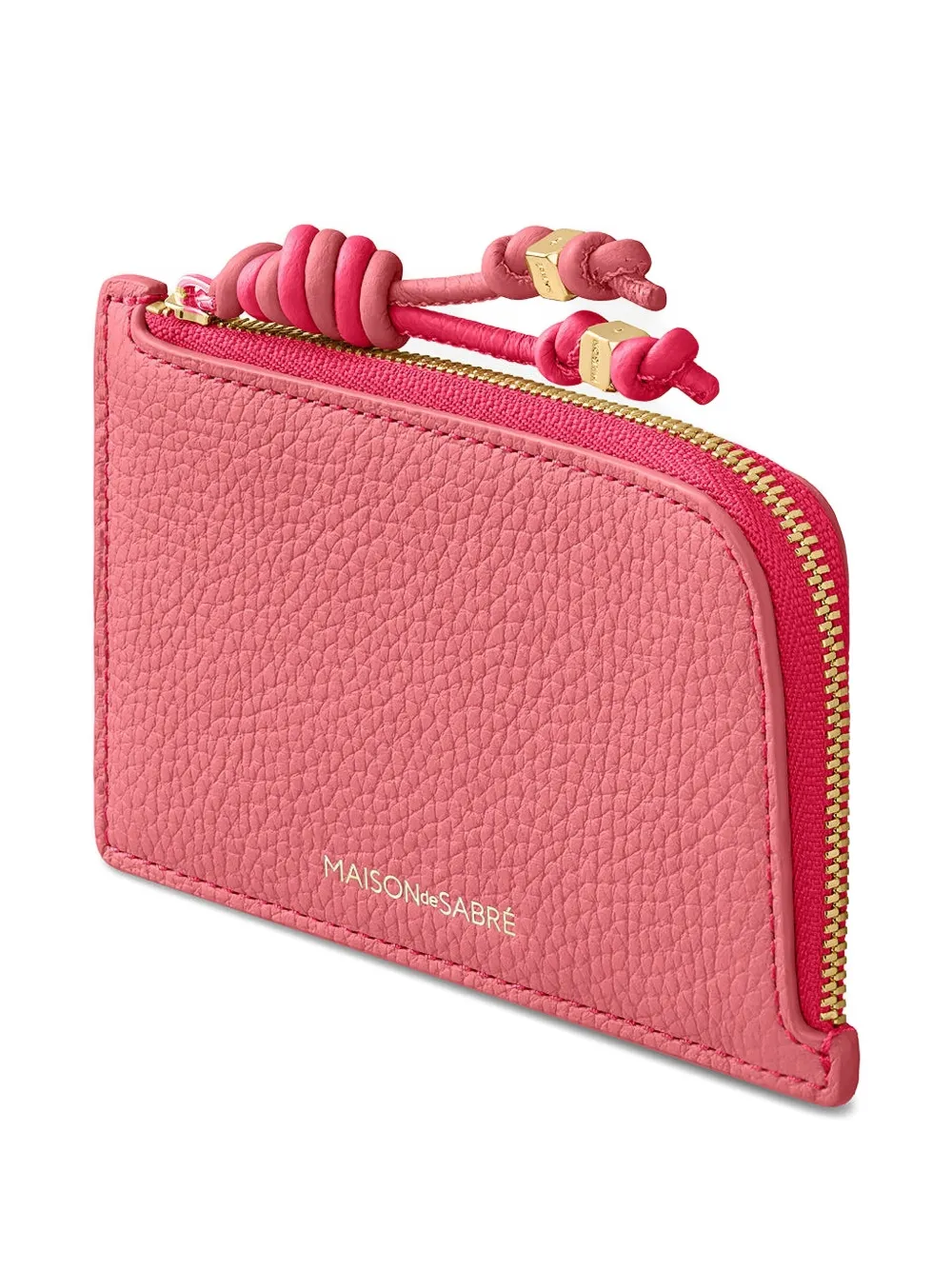  Maison De Sabré Zip Pebbled Leather Card Holder - Pink 