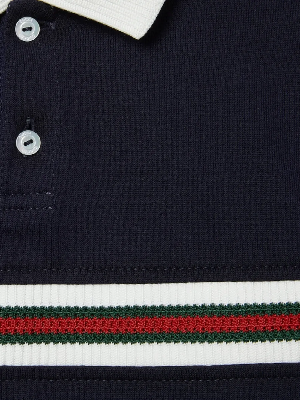  Gucci Kids Striped Collared Romper - Blue 