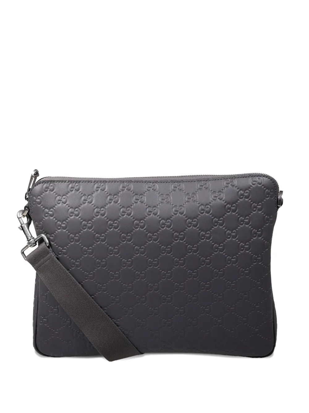 Gucci Embossed Messenger Bag In Gray