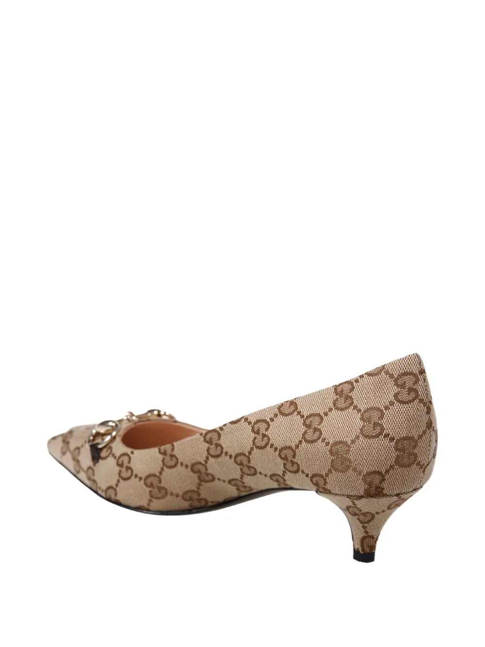 Gucci horsebit patterned point-toe pumps Beige