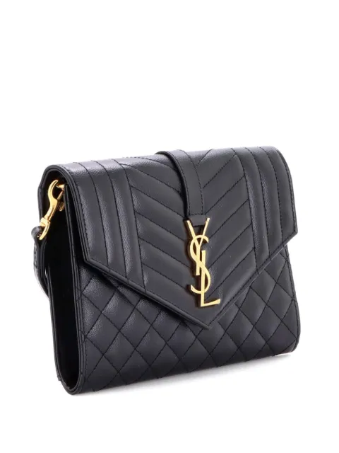 Saint Laurent Pre-Owned Classic Monogram Envelope Wristlet Matelasse Chevron Leather clutch bag