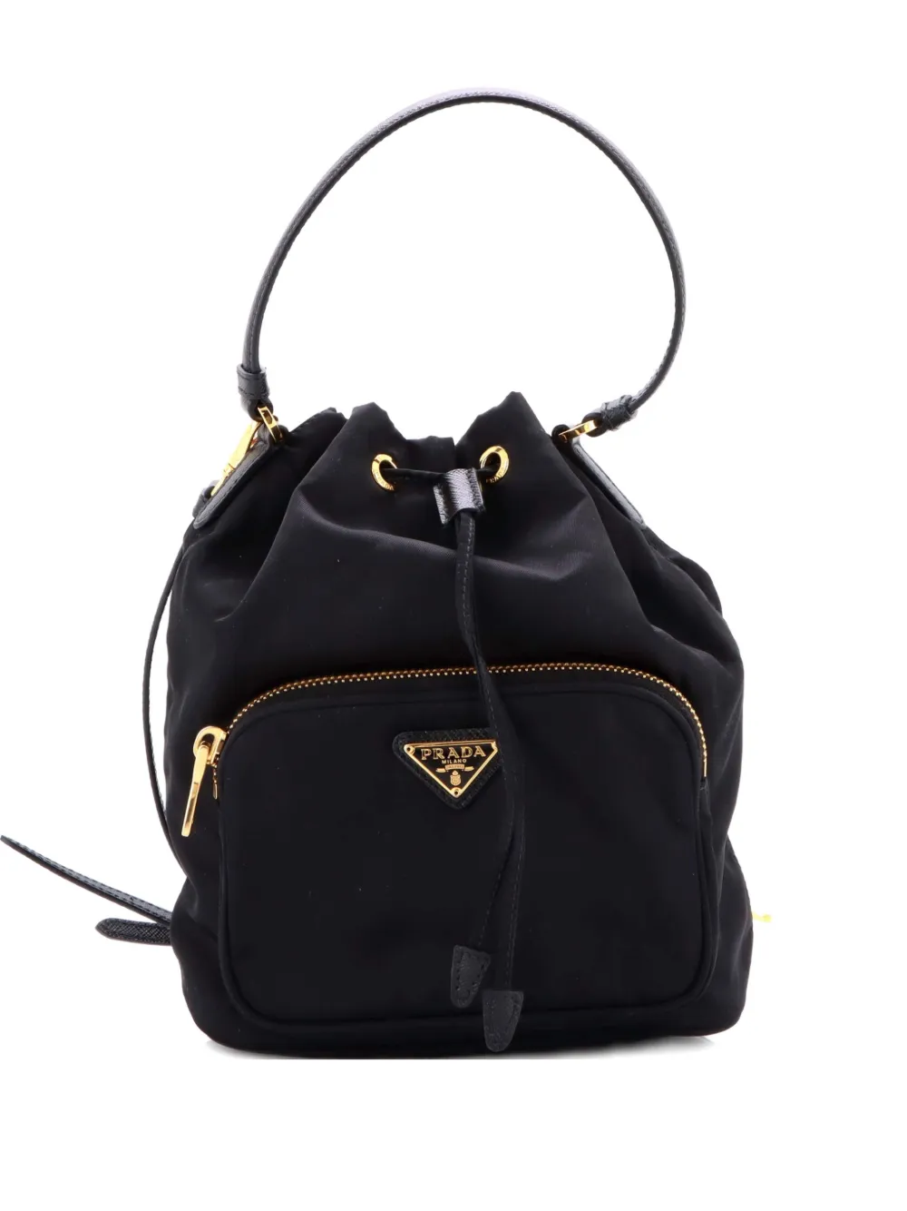 Prada Pre-Owned Drawstring Tessuto Small bucket bag - Nero