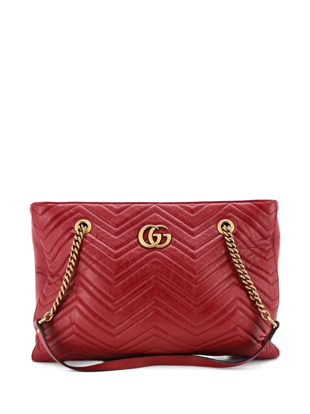 Gucci Pre-Owned GG Marmont Zip Tote Matelasse Leather Medium shoulder bag - Rosso