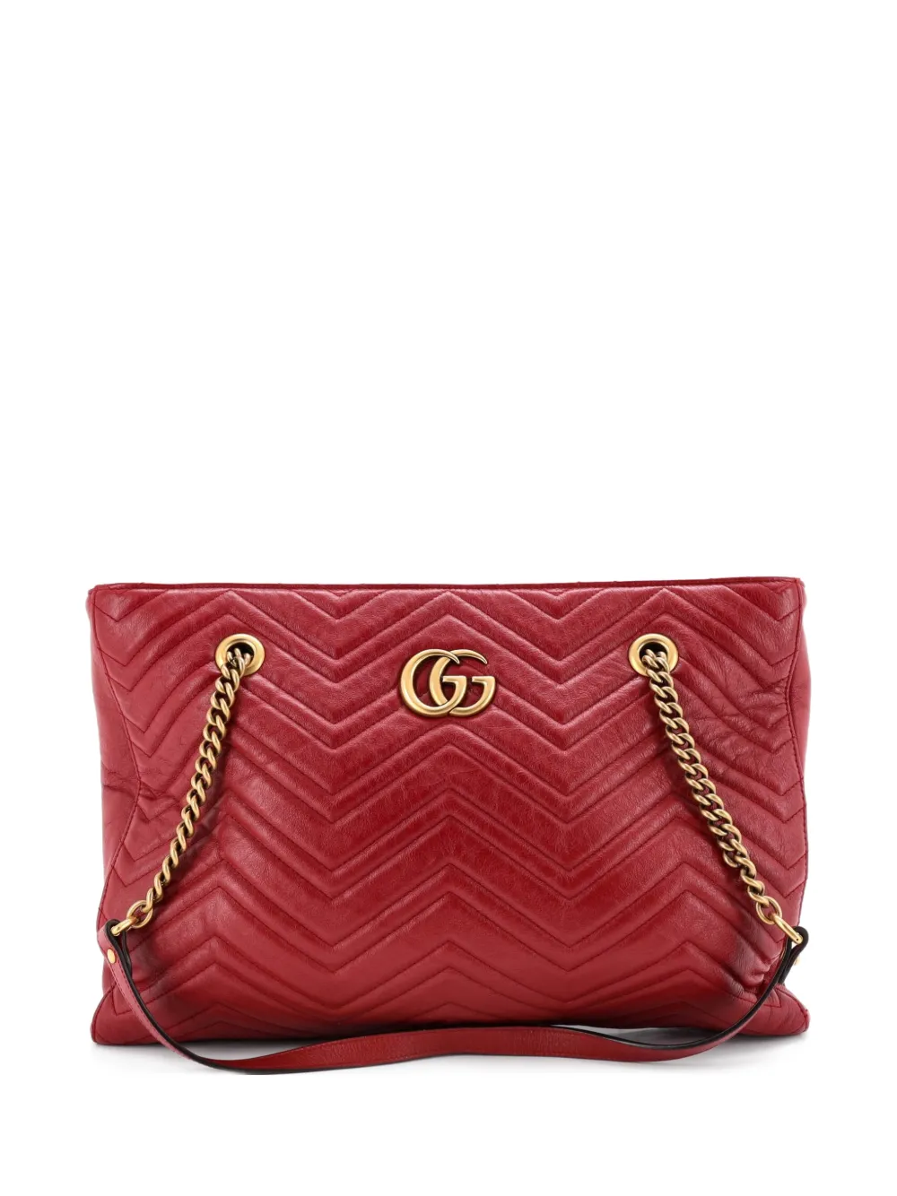 Gucci Pre-Owned GG Marmont Zip Tote Matelasse Leather Medium shoulder bag - Rosso