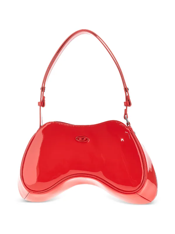 DIESEL レッド ショルダーバッグ SCRUNCH-D HEART ショルダーバッグ