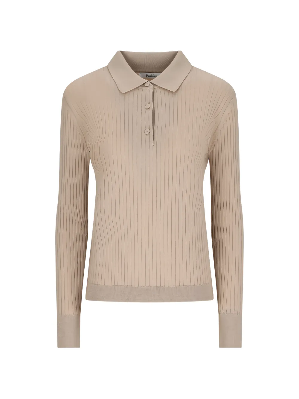 Max Mara ribbed collared polo top - Nude