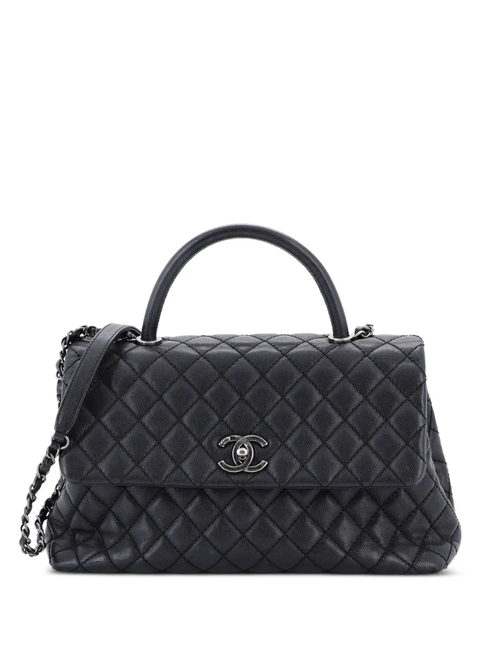 CHANEL Pre-Owned Coco Top Handle Bag Quilted Caviar Medium satchel - Nero