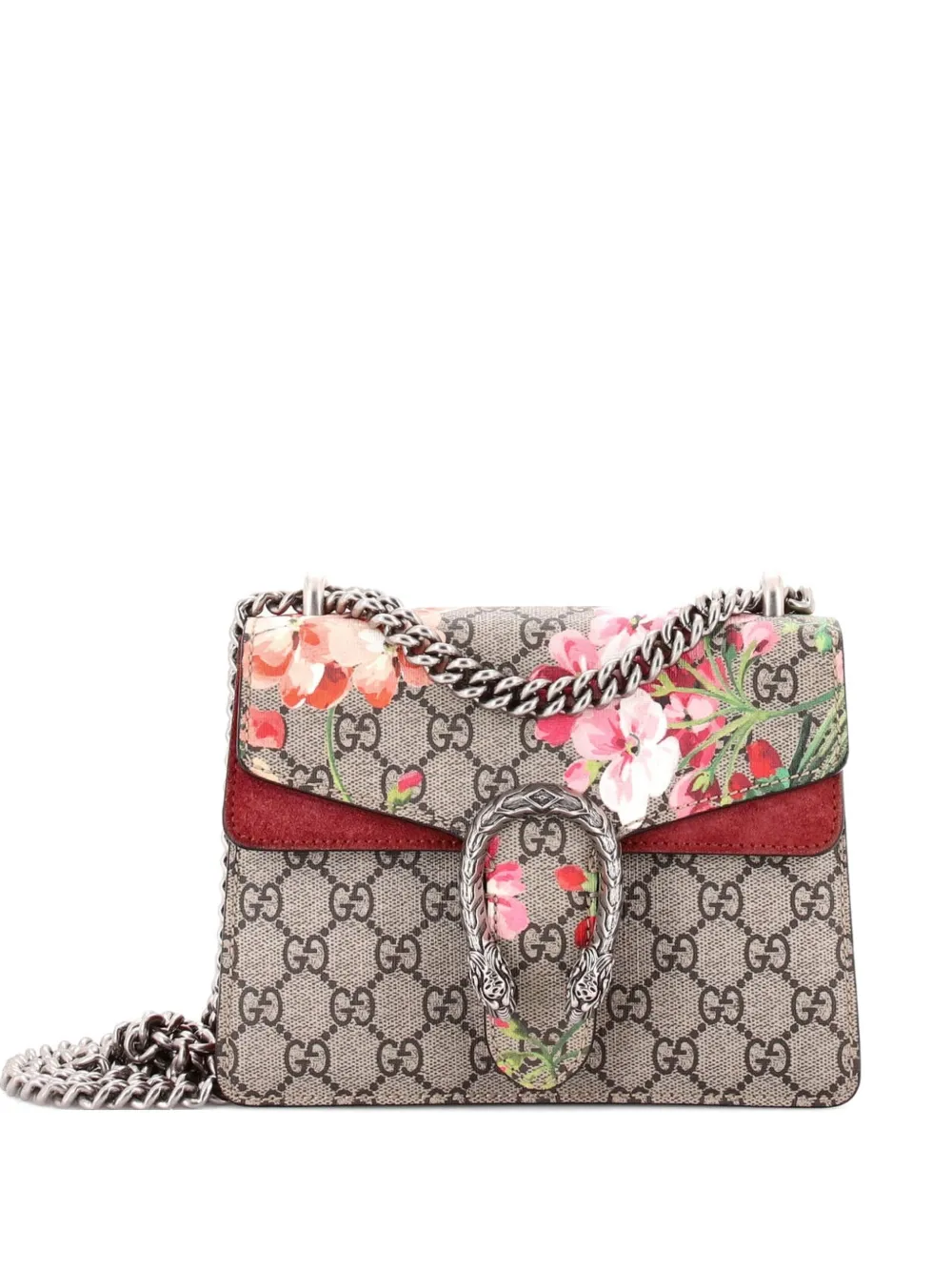 Gucci Pre-Owned Dionysus Bag Blooms Print GG Coated Canvas Mini shoulder bag - Marrone