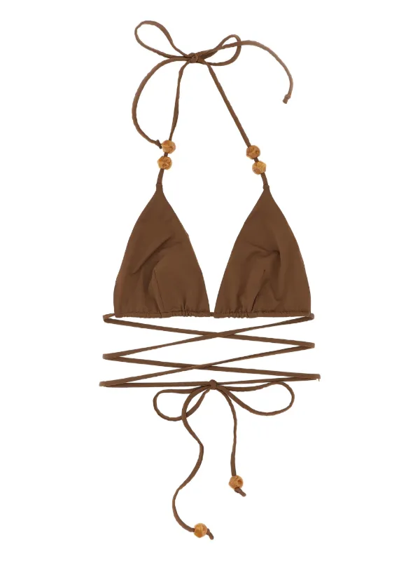 Magda Butrym Bead-detail Bikini Top in Brown