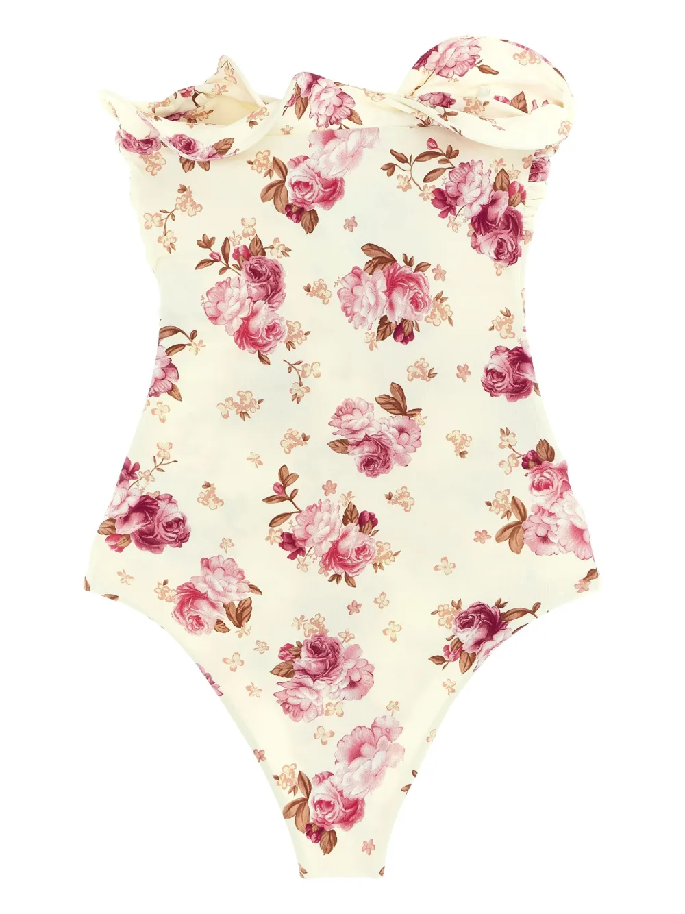  Magda Butrym Re26 Ruffled Floral-print Swimsuit - Neutrals 