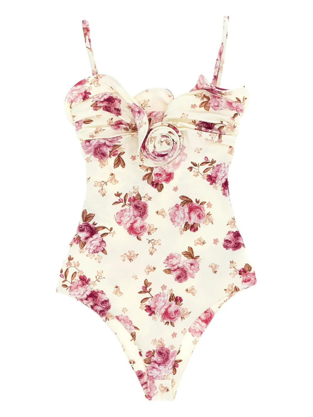  Magda Butrym Re26 Ruffled Floral-print Swimsuit - Neutrals 