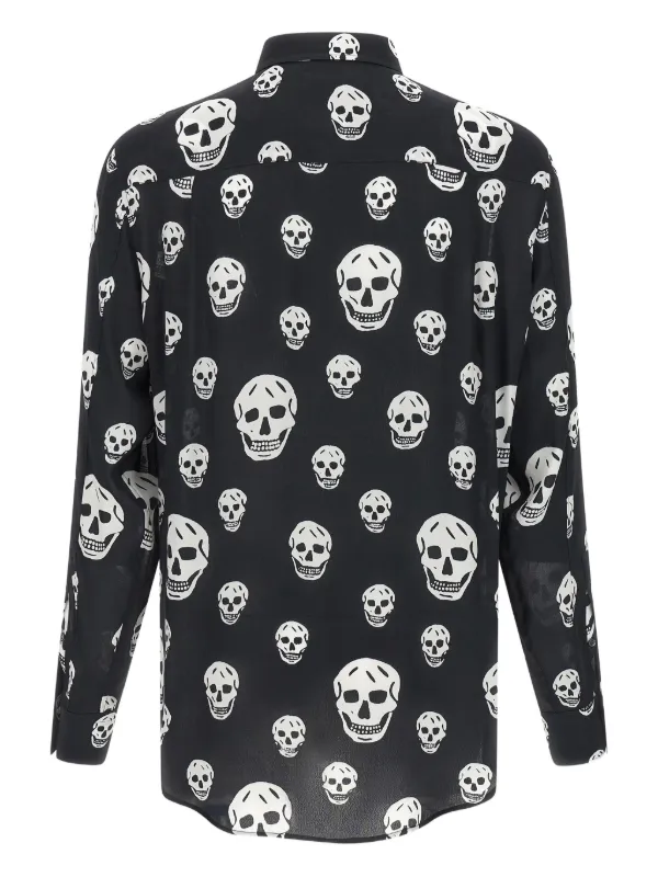 Alexander McQueen　シャツ　黒　スカル Alexander McQueen スカルプリント シャツ | ブラック | FARFETCH JP