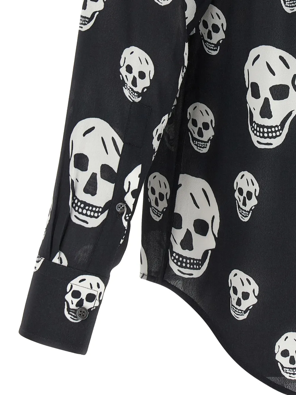 Alexander McQueen Overhemd met doodskopprint Zwart