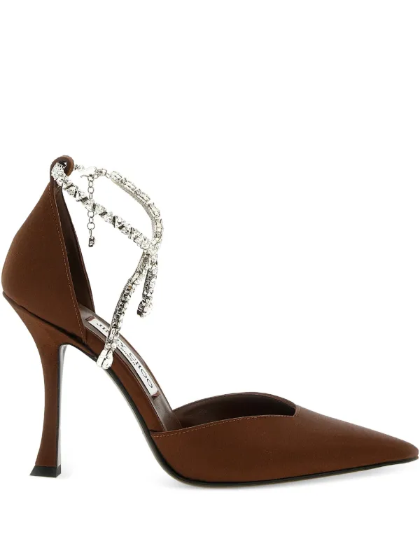 Jimmy Choo Scarpin Stevie Com Tornozeleira Em Cristais | Marrom