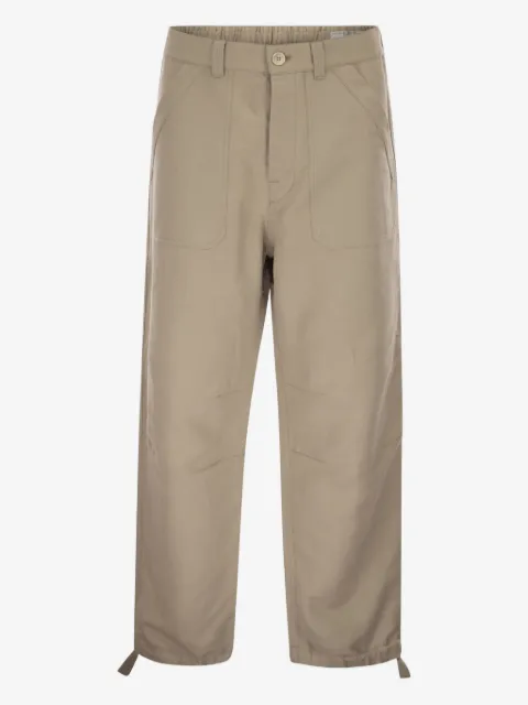 Brunello Cucinelli linen and cotton drill trousers with patch pockets and drawstring