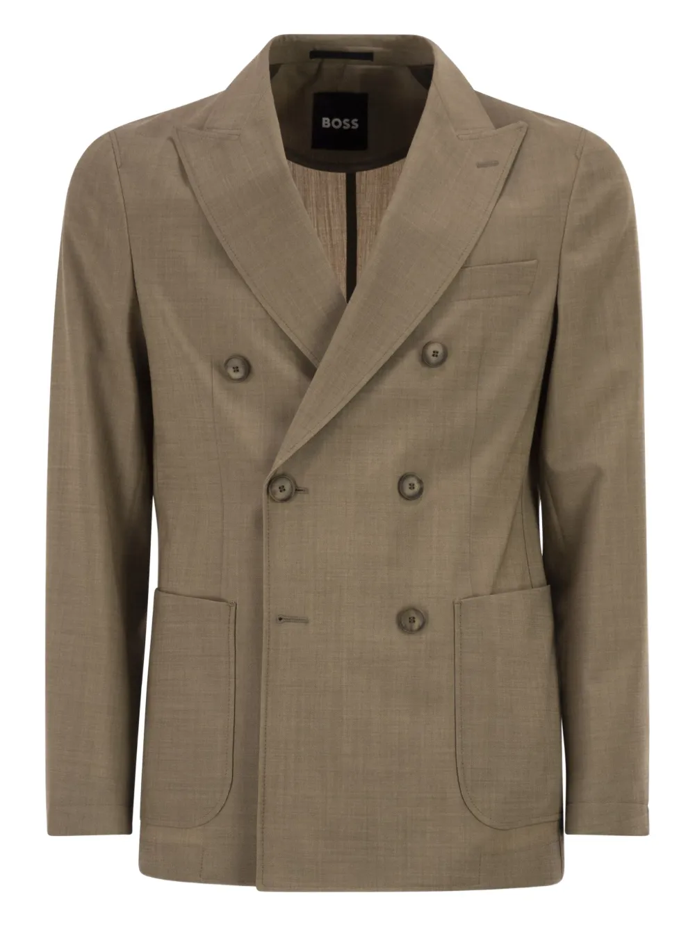 BOSS double-breasted pocket-patch blazer - Toni neutri