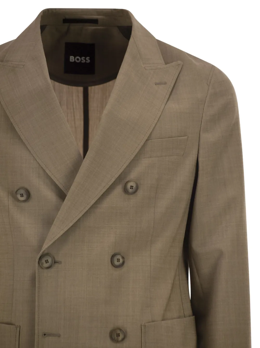 BOSS Blazer met dubbele rij knopen en opgestikte zak Beige