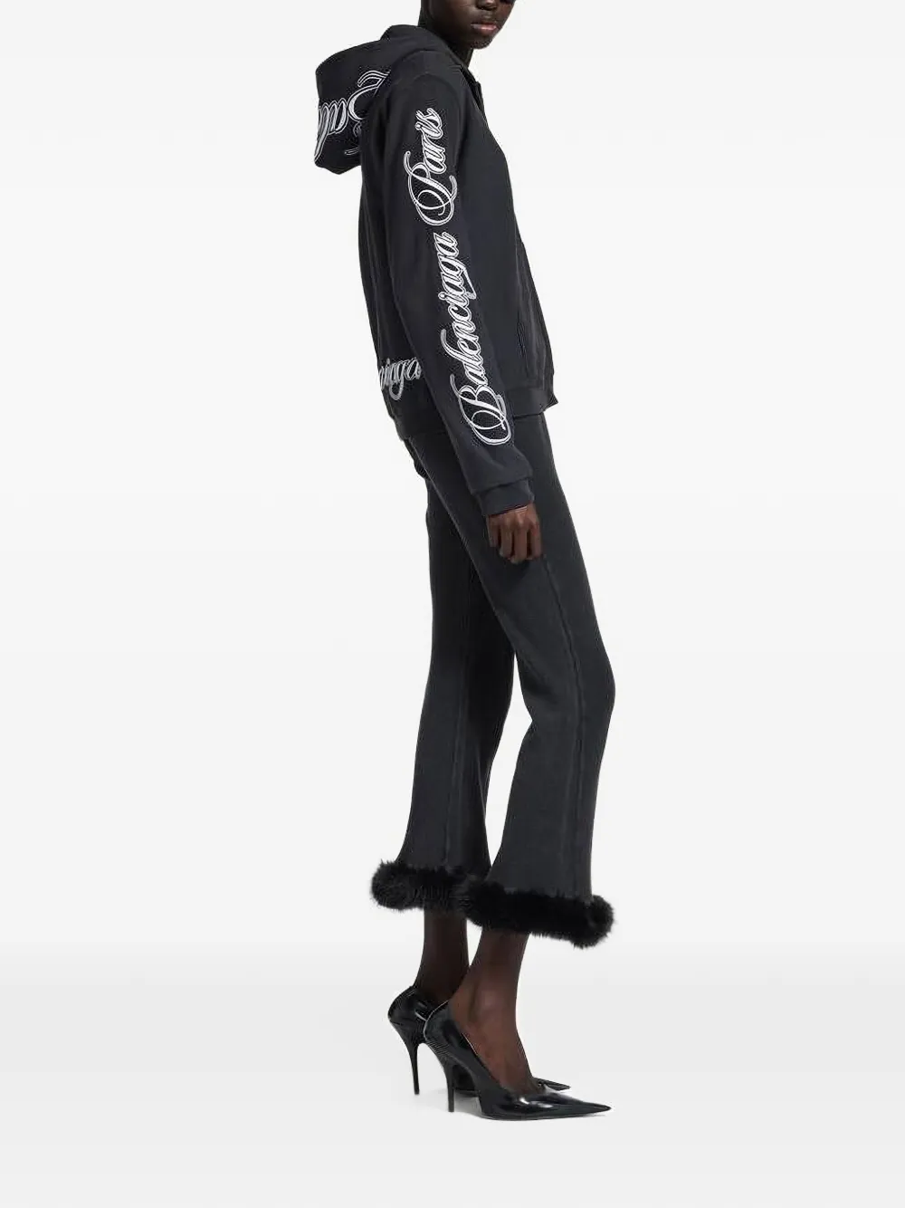 Balenciaga Cursive regular-fit hoodie met rits Zwart