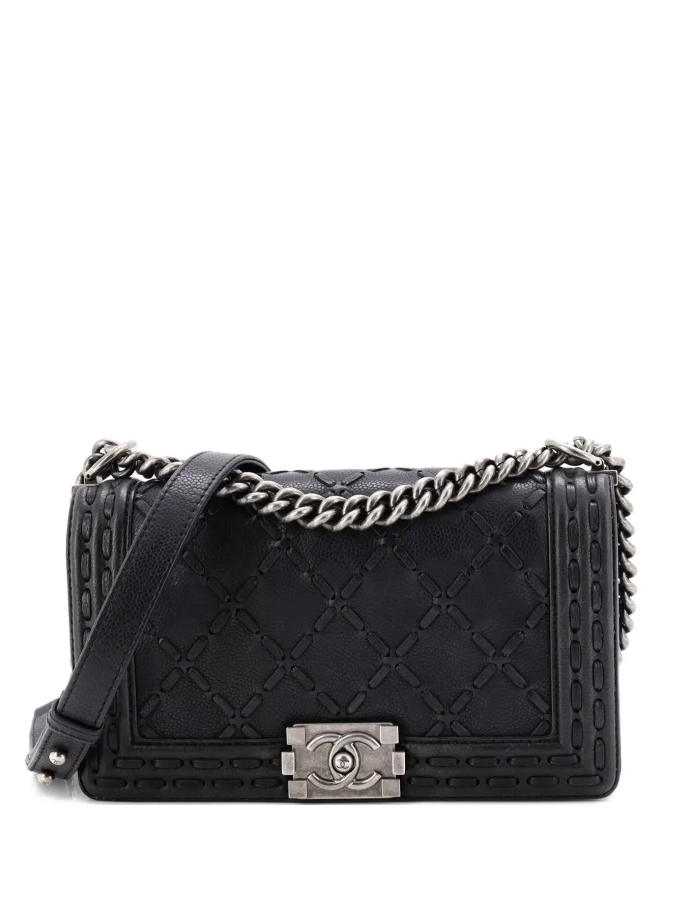 CHANEL Pre-Owned Paris-Dallas Boy Flap Bag Whipstitch Caviar Old Medium shoulder bag - Nero