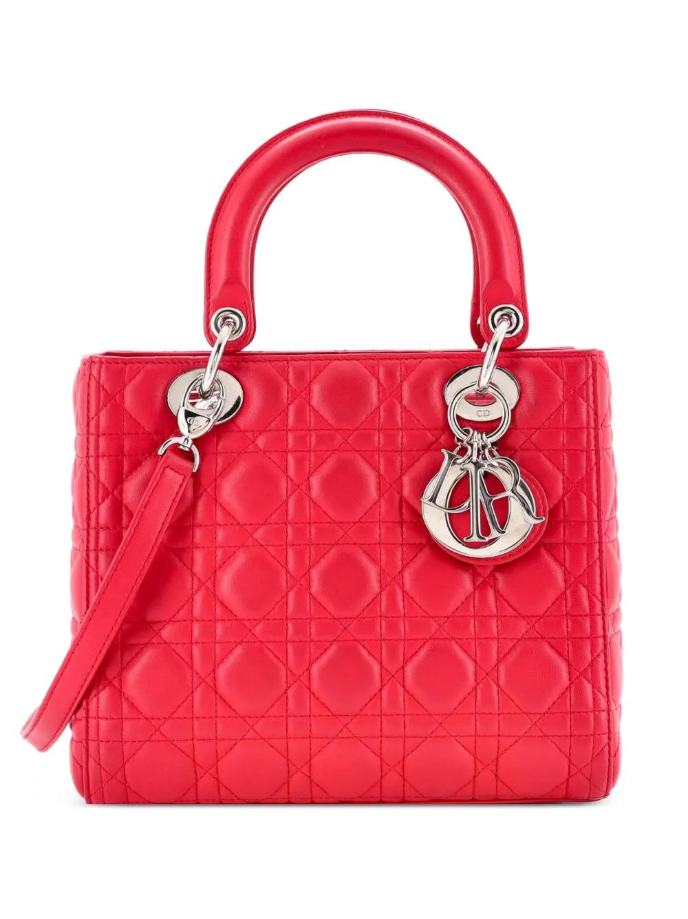 Christian Dior Pre-Owned Lady Dior Bag Cannage Quilt Lambskin Medium satchel - Rosa