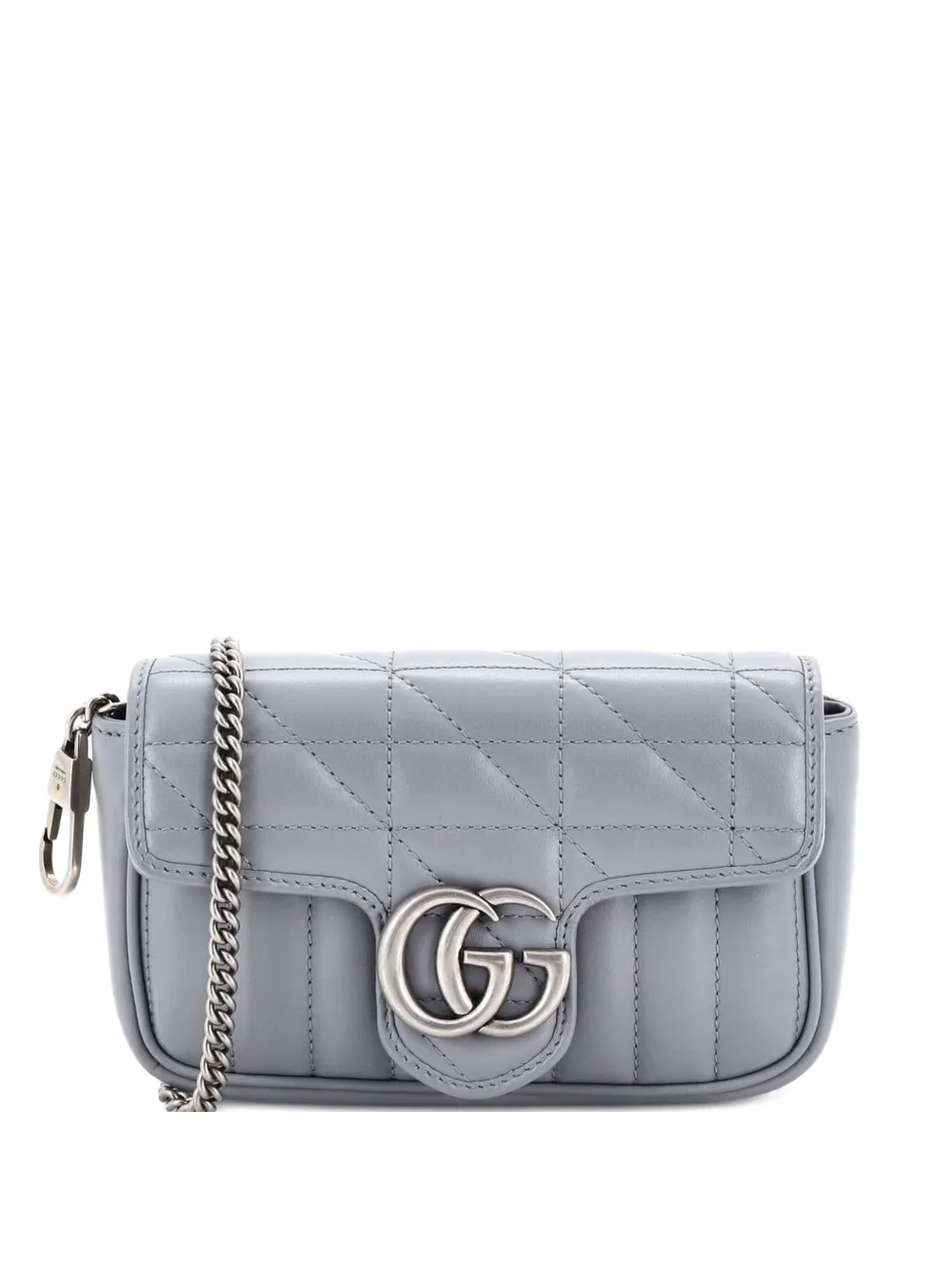 Gucci Pre-Owned GG Marmont Flap Bag Mixed Matelasse Leather Super Mini crossbody bag - Grigio