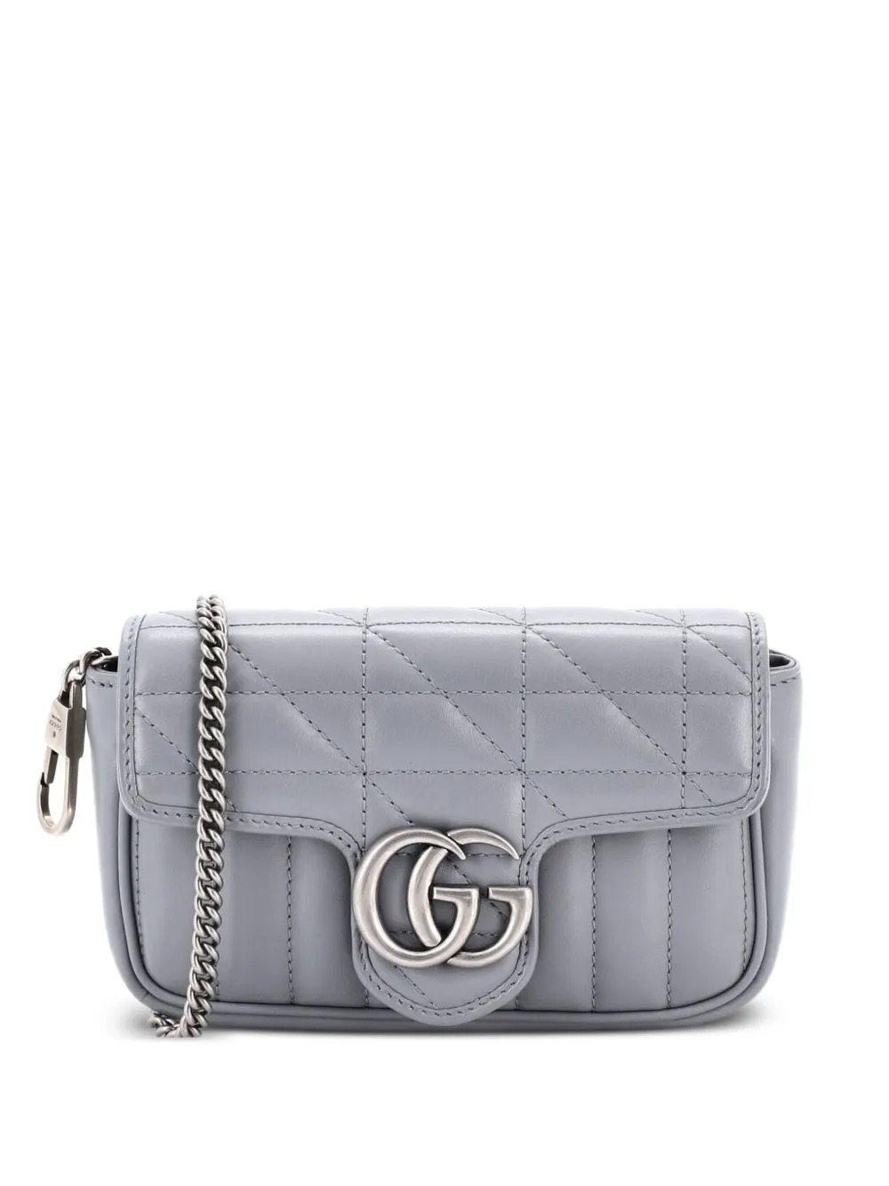 Gucci Pre-Owned GG Marmont Flap Bag Mixed Matelasse Leather Super Mini crossbody bag - Grigio