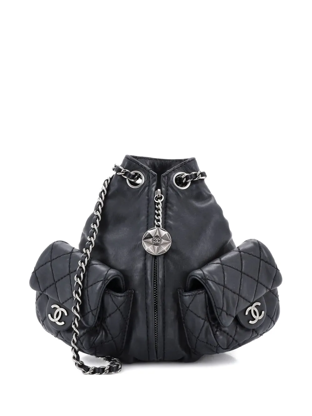 Pre-owned Chanel Is Back Leather Mini Backpack In Black