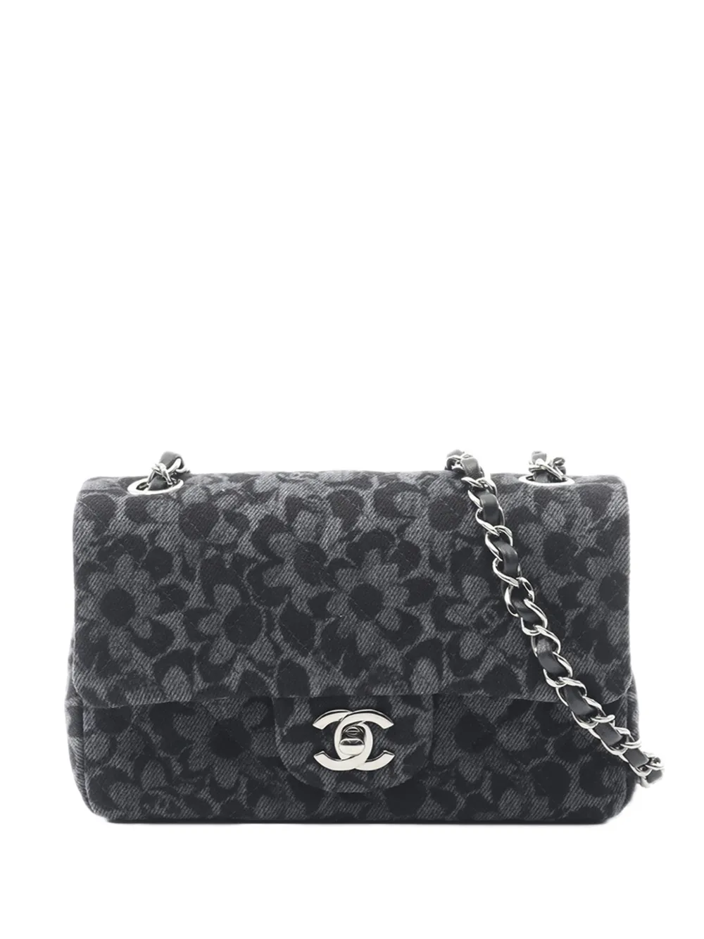 CHANEL Pre-Owned 2021-2025 Denim Quilted Flower Mini Rectangular Single Flap crossbody bag - Grigio