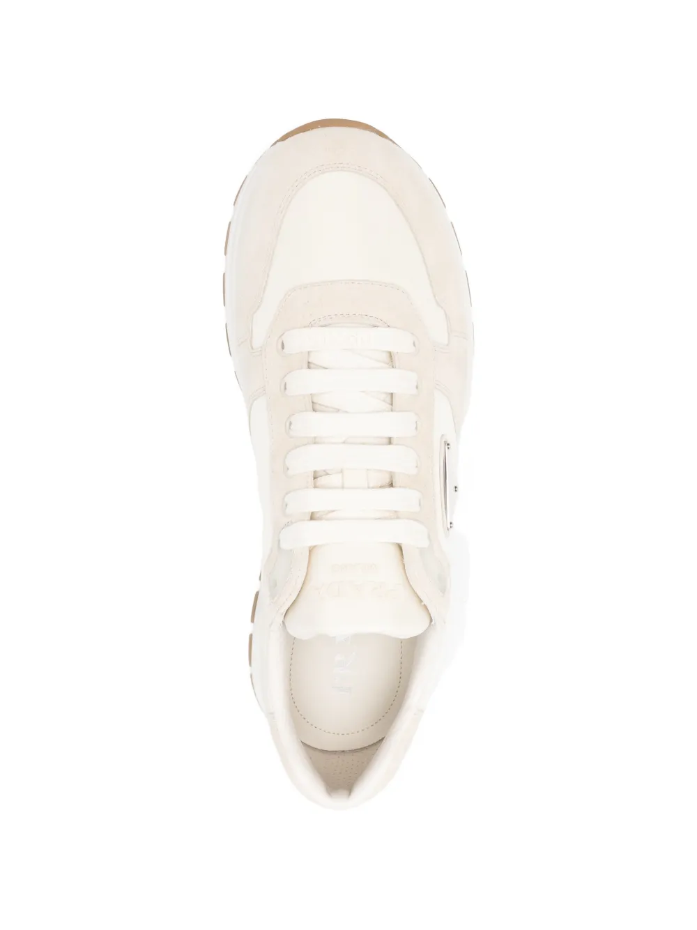 Prada logo-plaque sneakers Beige