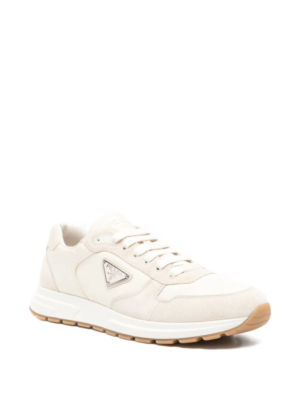 Prada logo-plaque sneakers Beige