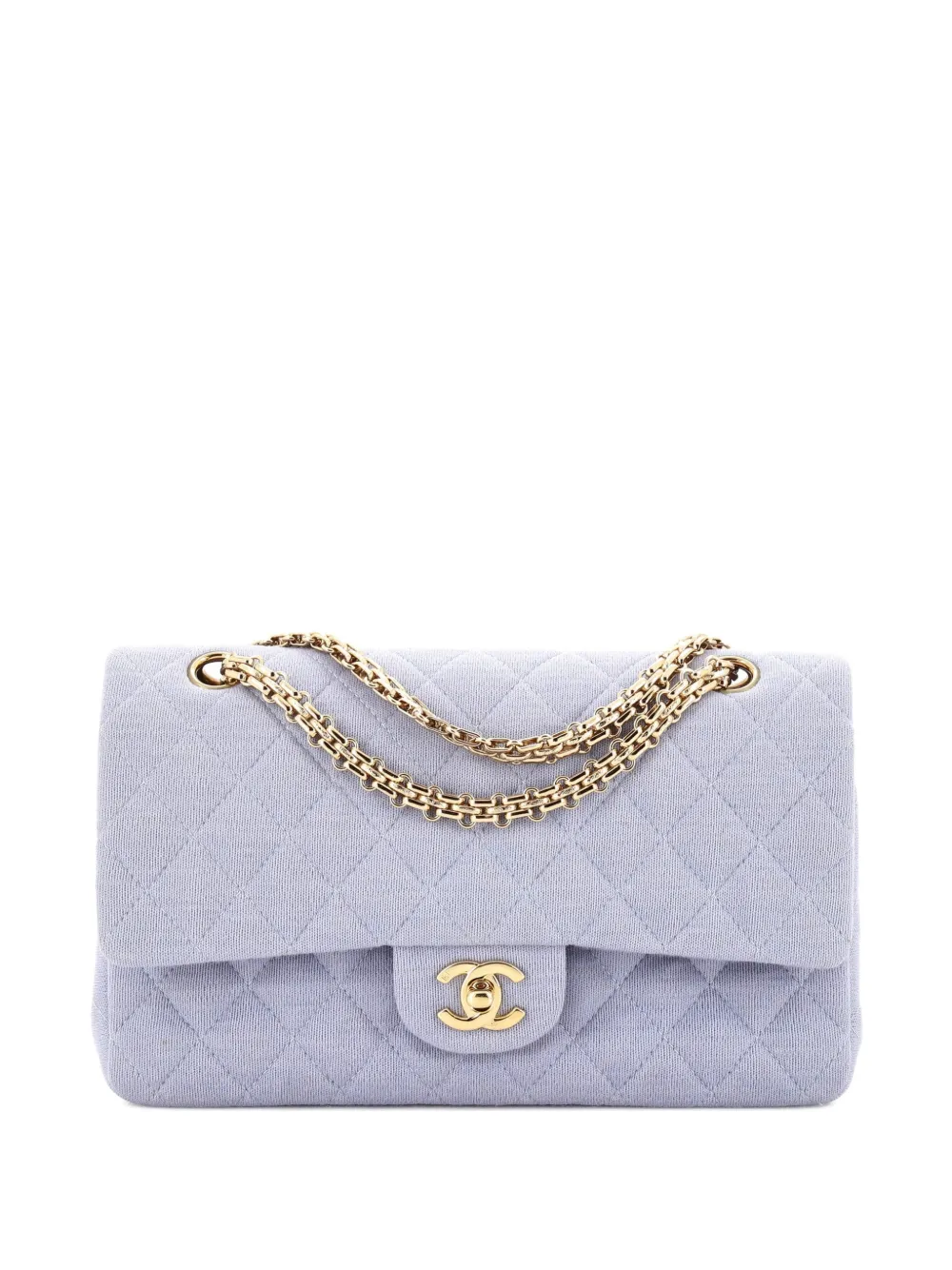 CHANEL Pre-Owned Reissue Chain Double Flap Bag Quilted Jersey Medium shoulder bag - Blu