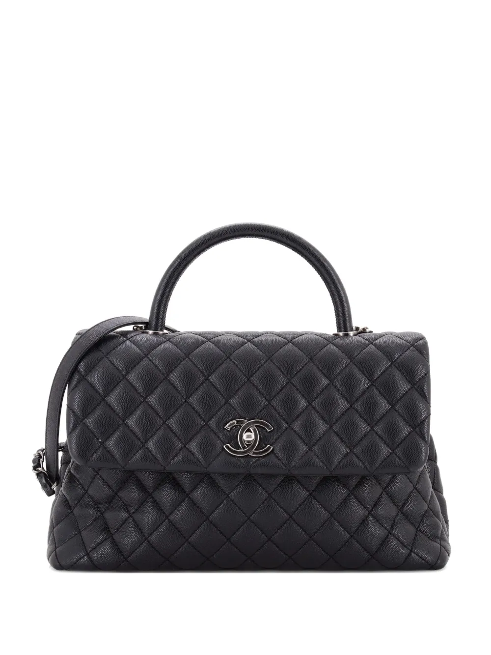CHANEL Pre-Owned Coco Top Handle Bag Quilted Caviar Medium satchel - Nero