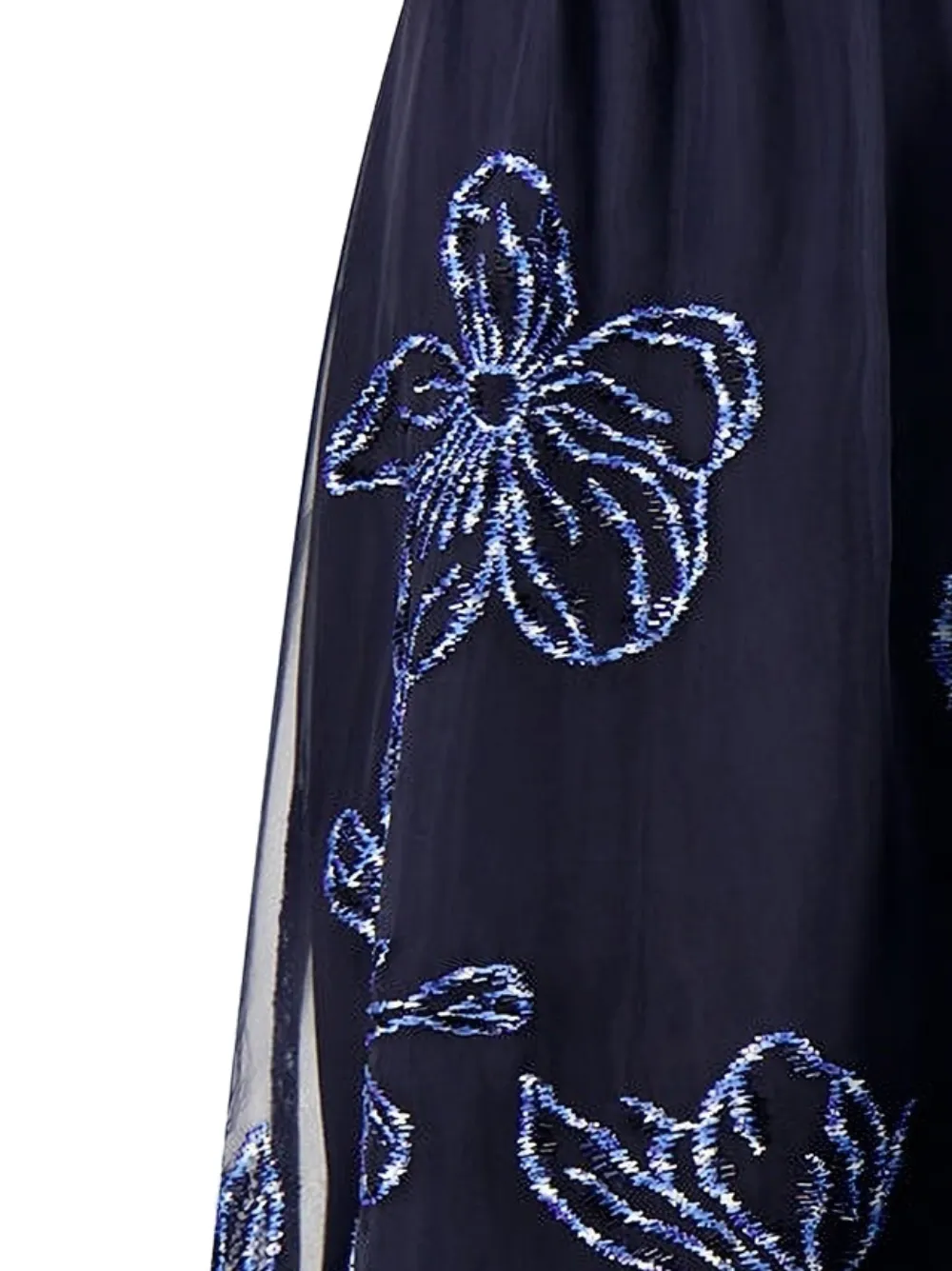 Lela Rose embroidered short-sleeve maxi dress - Blauw