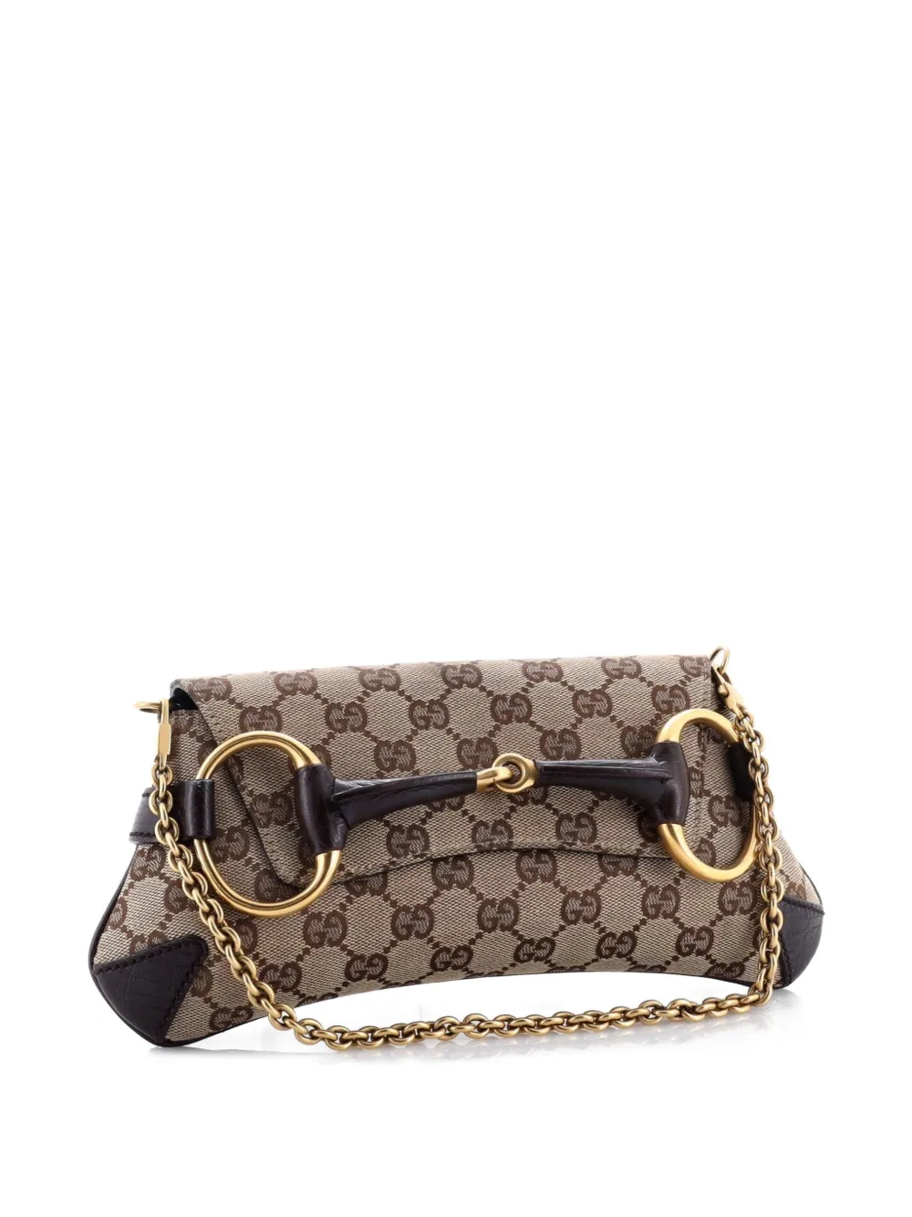 Gucci Pre-Owned Horsebit Chain GG Canvas with Leather Medium clutch bag | Pre-Owned | Image 2
