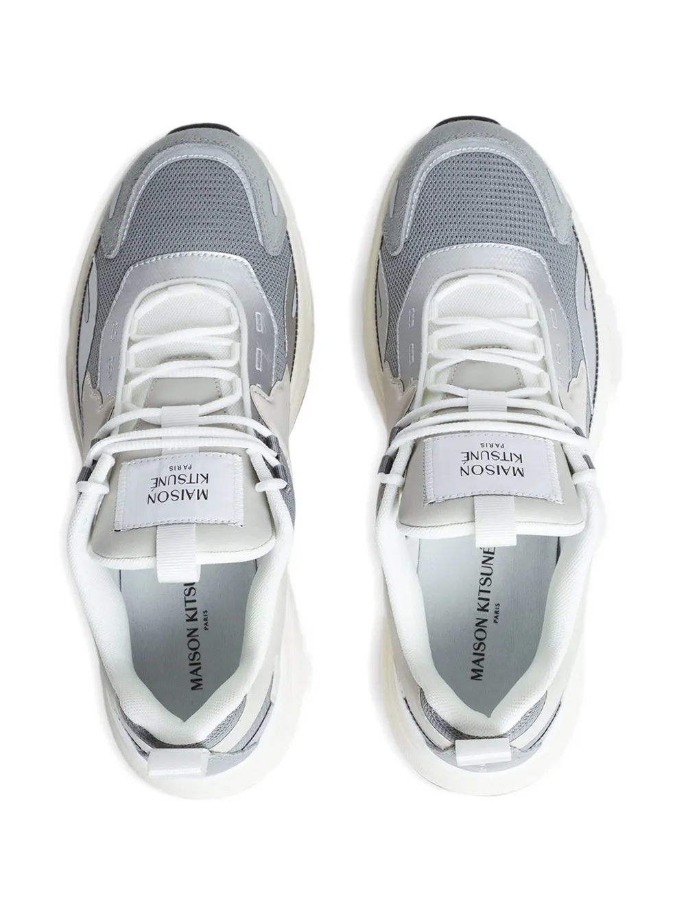 Maison Kitsuné silver panelled sneakers Grijs