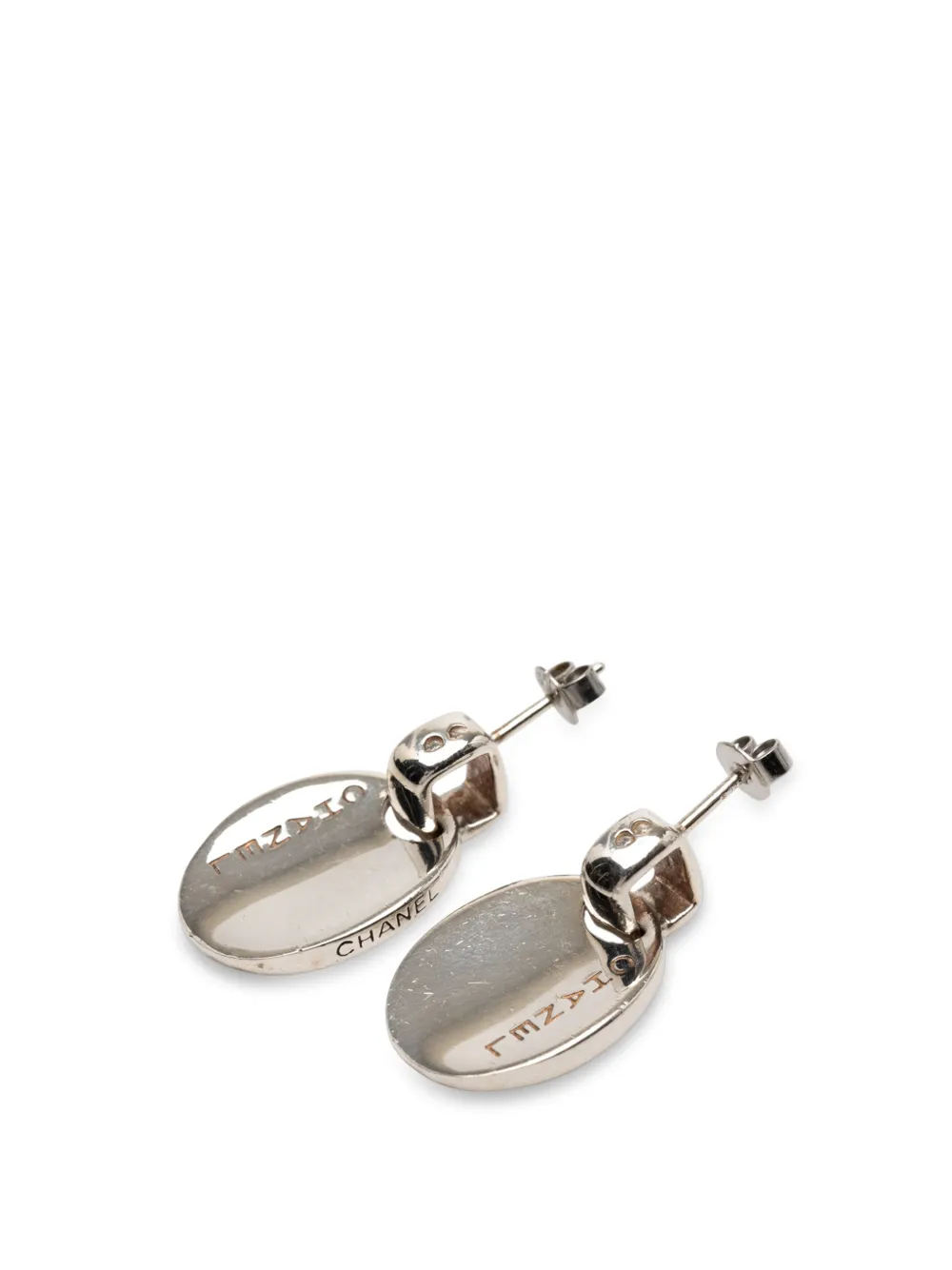 CHANEL Pre-Owned 2010-2020 Sterling Silver Logo Push Back earrings - Argento