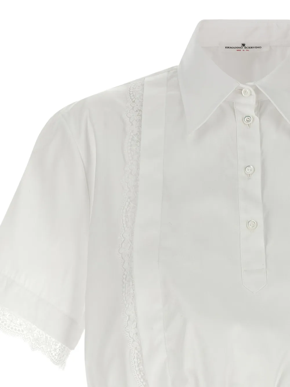 Ermanno Scervino Cropped blouse met kanten vlakken Wit