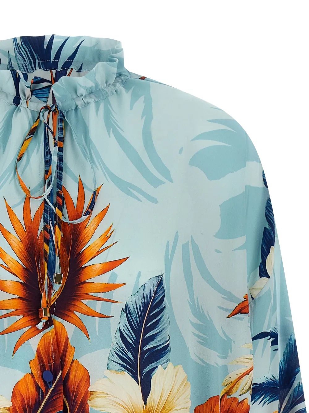  F.r.s For Restless Sleepers Archilo Ruffled Floral-print Blouse - Blue 