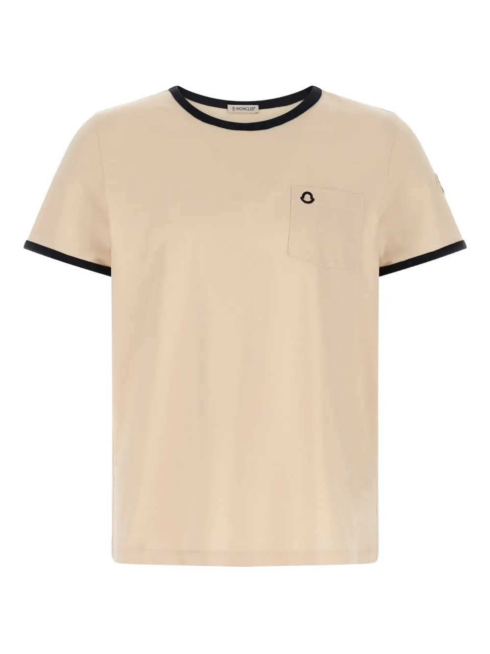 Moncler Katoenen T-shirt met geborduurd logo Beige