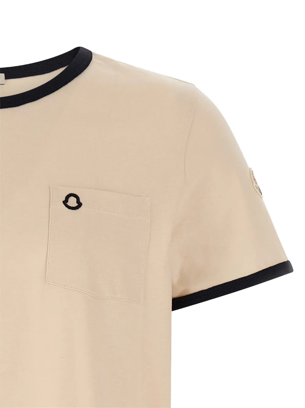 Moncler Katoenen T-shirt met geborduurd logo Beige