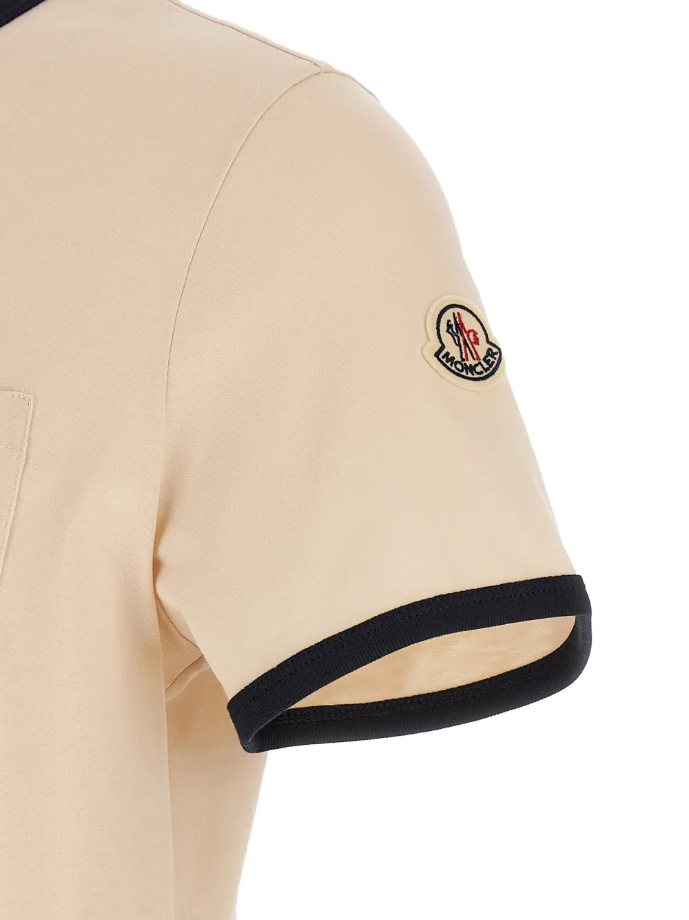Moncler Katoenen T-shirt met geborduurd logo Beige