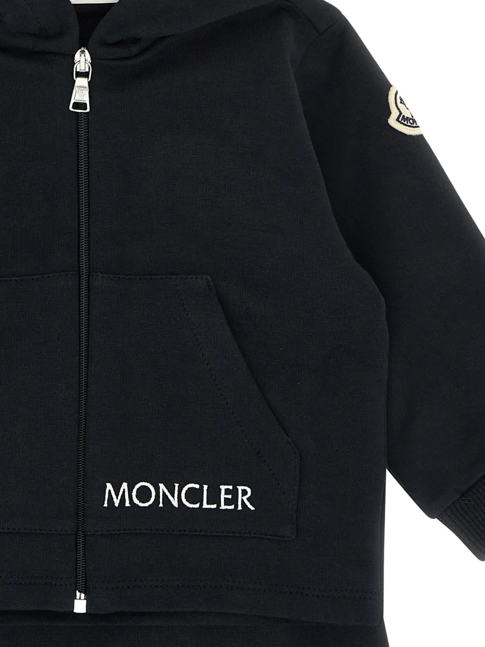 Moncler Enfant Pak met geborduurd logo en rits Blauw