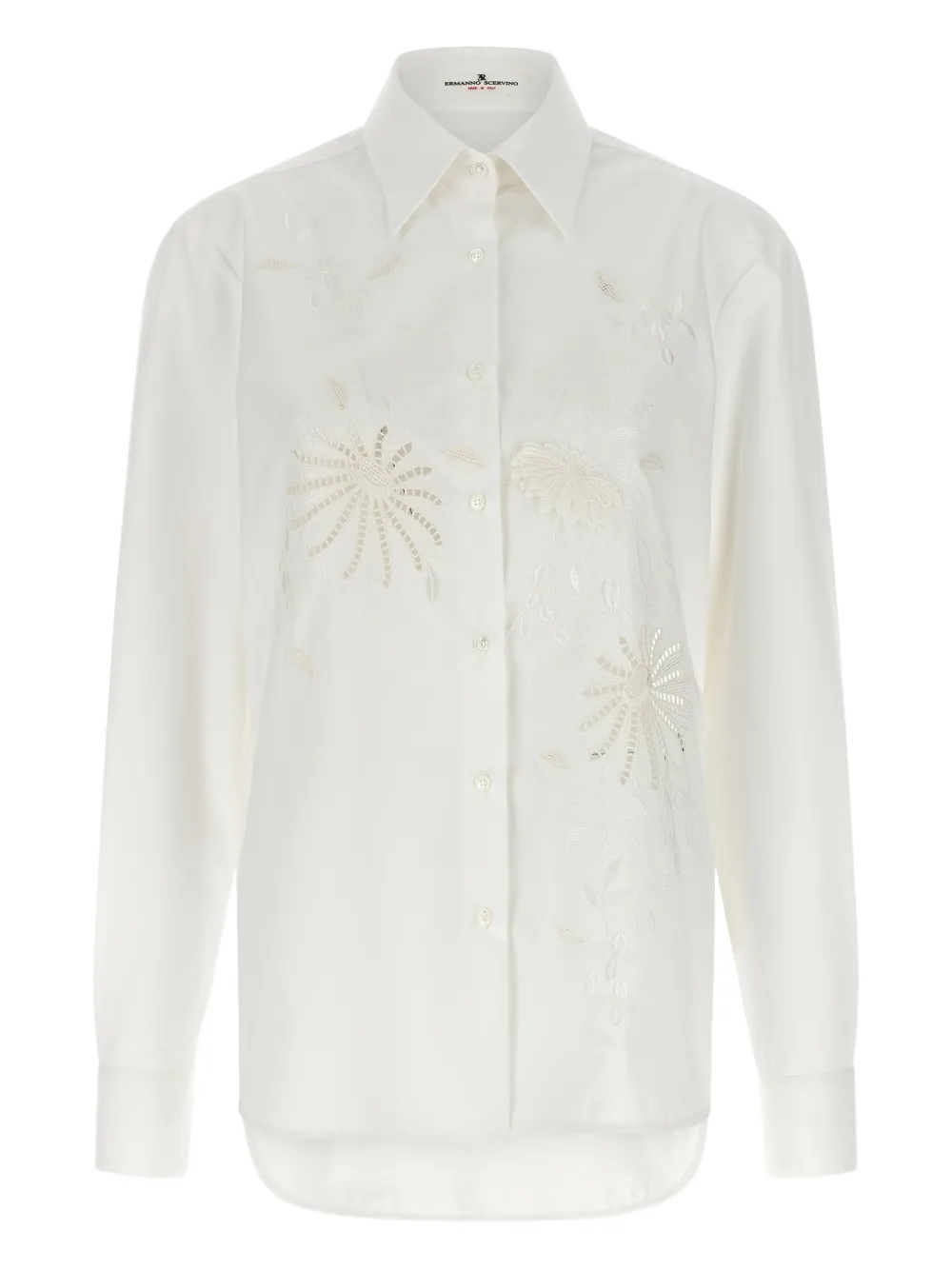 Ermanno Scervino embroidery-floral shirt - Weiß
